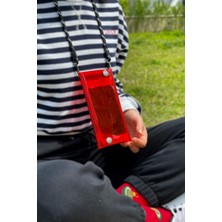 Badger Collection Jellyfon Askılı Şeffaf Telefon Çantası Kırmızı Minimal Hediye Tasarım Pvc Renkli Unisex Erkek Kadın