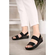 Ccway Kadın Lastikli Sandalet Siyah Cilt