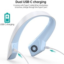 Xinh Yaz Hava Soğutma Boyun Fan Yapraksız Asılı Boyun Fan Bladeless Ventilatör USB Şarj Edilebilir Boyun Bandı Hava Coolerall Yuvarlak Aı (Yurt Dışından)