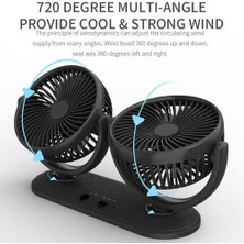 Xinh Fan Dönebilen Çift Kafa Araba Fan Ayarlanabilir Dashboard Masa Oto Fan Araç Kamyon Van Suv Rv Tekne Ev USB Gadgets (Yurt Dışından)