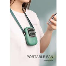 Xinh Yeni Taşınabilir Asılı Boyun Fan Mini 3 Dişliler Ayarlanabilir Hava Soğutma Fanı Yaz Açık Seyahat Ipi Handfree Soğutucu USB Fan Fanlar (Yeşil) (Yurt Dışından)