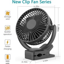 Xinh Klip Fan Pil Kumandalı, 5 Inç 5000 Mah Bebek Için Şarj Edilebilir Fan, Bebek Arabası Golf Sepeti Için Taşınabilir Soğutma USB Fan Araba USB Gadgets (Yurt Dışından)