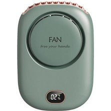 Xinh Asılı Boyun Fan Kişisel Kolye Hava Soğutucu Şarj Edilebilir Mini USB Fan Ev Ofis Için Kıvırcık Haacir Güç Ekranı Fanlar (Yeşil) (Yurt Dışından)