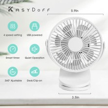 Xinh USB Taşınabilir Klip 4 Hızlar ile Arabası Üzerinde Sessiz Mini Masa Fan 360 ° Dönebilen Pil Kumandalı Şarj Edilebilir (Yurt Dışından)