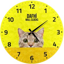 Dafhi Tatlı Kedi Ahşap Duvar Saati 45x45