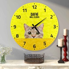 Dafhi Tatlı Kedi Ahşap Duvar Saati 45x45