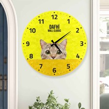 Dafhi Tatlı Kedi Ahşap Duvar Saati 45x45