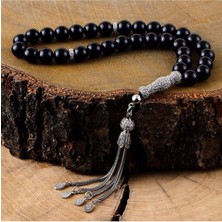 Takı925 Zirkon Taşlı Imameli Küre Kesim Onıxy Taşı Tesbih