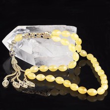 Takı925 925 Ayar Gümüş Püsküllü Özel Zirkon Taşlı Imameli Damla Kehribar Tesbih