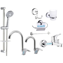 Elmina Armatür Sürgülü Duş - Banyo - Lavabo - Mutfak Bataryası Musluğu Çeşmesi Full Set