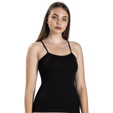 Jiber Kadın Siyah Pamuklu Likralı Ip Askılı Atlet 503