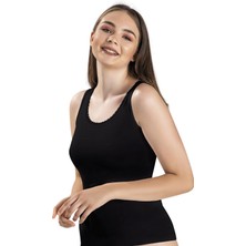 Jiber Kadın Siyah Modal Pamuklu  Atlet 616