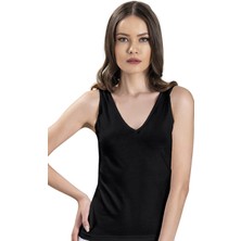 Jiber Kadın Siyah Pamuklu Likralı Sıfır Kol Atlet 523