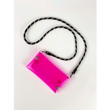 Badger Collection Jellyfon Askılı Şeffaf Telefon Çantası Pembe Minimal Hediye Tasarım Pvc Renkli Unisex Erkek Kadın