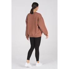 Busa Giyim Basic Oversize Termal Sweatshirt Kahverengi