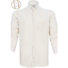 Varetta Erkek Kahverengi Kareli Desen Uzun Kol Düğmeli Yaka Klasik Kesim Gömlek