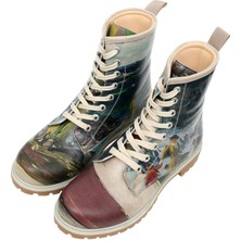 Kadın Vegan Deri Çok Renkli Uzun Bot - Brush Strokes Tasarım