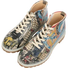 Kadın Vegan Deri Çok Renkli Fermuarlı Kısa Bot - Cafe Heinrich Tasarım