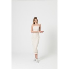 Berse Butik Ekru Dantelli Ip Askılı Elbise