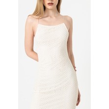 Berse Butik Ekru Dantelli Ip Askılı Elbise