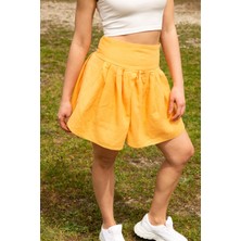 Berse Butik Koyu Sarı Pileli Etek