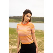 Berse Butik Turuncu Jakarlı T-Shirt