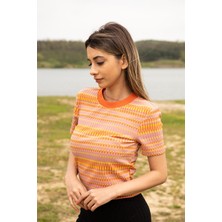 Berse Butik Turuncu Jakarlı T-Shirt