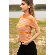 Berse Butik Turuncu Jakarlı T-Shirt