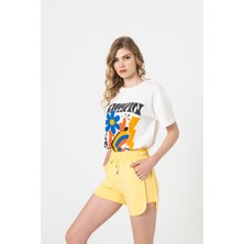 Berse Butik Sarı Beli Lastikli Şort