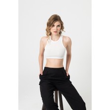 Berse Butik Beyaz Kaşkorse Askılı Crop