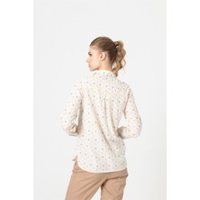 Berse Butik Ekru Puan Desenli Gömlek