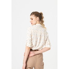 Berse Butik Ekru Puan Desenli Gömlek
