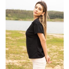 Berse Butik Siyah Varak Baskılı T-Shirt