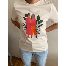 Berse Butik Bej Kadın Baskılı  T-Shirt