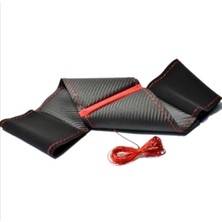 Gürler Oto Kılıf ve Aksesuar Citreön C3 Dikmeli Direksiyon Kılıfı Alkantra Karbon Kırmızı