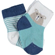 Bibaby Biorganic Hello Teddy Bear 2'li Kız Çorap 68404 Ekru Yeşil