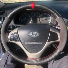 Gürler Oto Kılıf ve Aksesuar Hyundai Era Dikmeli Direksiyon Kılıfı Alkantara Karbon Kırmızı