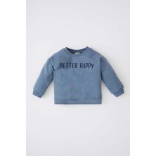 DeFacto Erkek Bebek Baskılı Bisiklet Yaka İçi Yumuşak Tüylü Sweatshirt Y1394A222AU