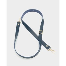 Angel Çanta Aksesuar 120X2 cm Tek Kat Lacivert Suni Deri Light Gold Tokalı Çanta Sapı