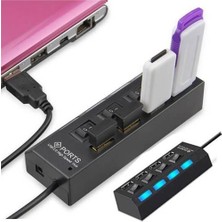 Touchworld Ports 4 Port USB 2.0 Çoklayıcı Çoğaltıcı Hub Anahtarlı Işıklı On Off