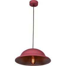 Rsylight  Rsylight Retro Metal Dekoratif Pembe Içi Beyaz Rustik Tekli Sarkıt Avize Çap 30 cm