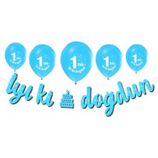 Parti Sürprizi İyi Ki Doğdun 1 Yaş Mavi Balonlu Set