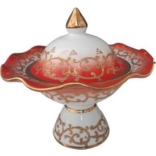 Kütahya Porselen Hanedan Şekerlik 22 cm Dekor NO:3678 Kırmızı