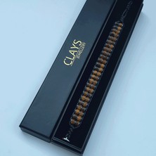 Clays Jewellery Kaplan Gözü & Hematit Taşı Silindir Bileklik