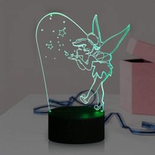 Tinkerbell Gece Işık Lambası Çocuklar Için Bebek Karikatür 3D LED Optik Illusion Magic Elf Bayan Çan Nadir Peter Pan 16 Renk Charm Dokunmatik Uzaktan Chang