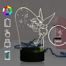 Tinkerbell Gece Işık Lambası Çocuklar Için Bebek Karikatür 3D LED Optik Illusion Magic Elf Bayan Çan Nadir Peter Pan 16 Renk Charm Dokunmatik Uzaktan Chang