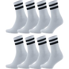 Soytemiz Çorap Çizgili Kolej Çorap 8 Çift Beyaz Unisex