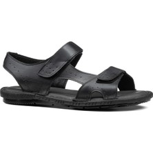 İmershoes Günlük Erkek Hakiki Deri Rahat Yumuşak Kalıp Yazlık Tek Bant Cırtlı Kaymaz Taban Sandalet 107