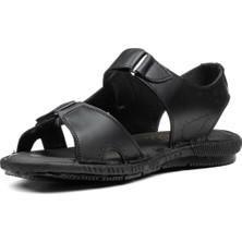 İmershoes Günlük Erkek Hakiki Deri Rahat Yumuşak Kalıp Yazlık Tek Bant Cırtlı Kaymaz Taban Sandalet 107