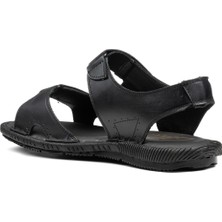 İmershoes Günlük Erkek Hakiki Deri Rahat Yumuşak Kalıp Yazlık Tek Bant Cırtlı Kaymaz Taban Sandalet 107
